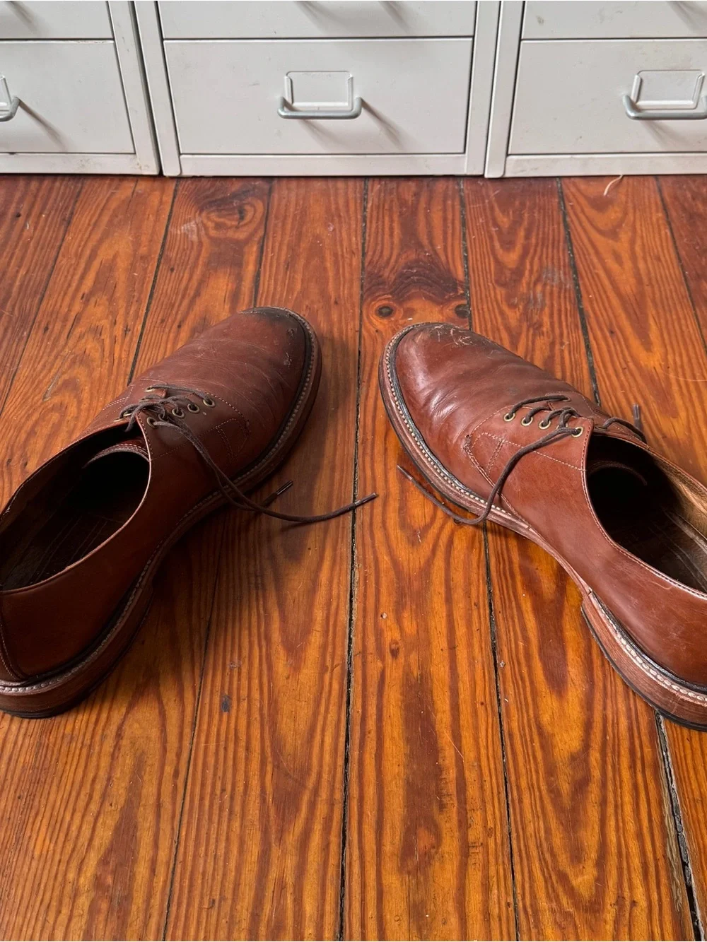 J.Crew Oar Stripe Italian Leather Derby Shoes 11.5 Medium Brown Goodyear Welt